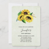 Yellow Sunflower Bouquet in Waterverf Birthday Kaart (Voorkant)