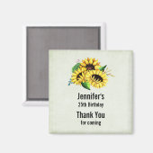Yellow Sunflower Bouquet in Waterverf Birthday Magneet (Voorkant / Achterkant)