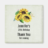 Yellow Sunflower Bouquet in Waterverf Birthday Magneet (Voorkant)