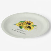 Yellow Sunflower Bouquet in Waterverf Birthday Papieren Bordje (Gekanteld)