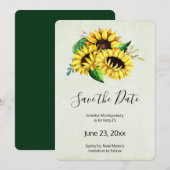 Yellow Sunflower Bouquet in Waterverf Birthday Save The Date (Voorkant / Achterkant)
