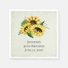 Yellow Sunflower Bouquet in Waterverf Birthday Servet