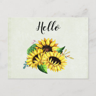 Yellow Sunflower Bouquet in Waterverf Briefkaart