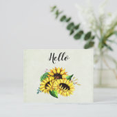Yellow Sunflower Bouquet in Waterverf Briefkaart (Staand voorkant)