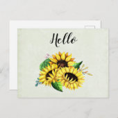 Yellow Sunflower Bouquet in Waterverf Briefkaart (Voorkant / Achterkant)