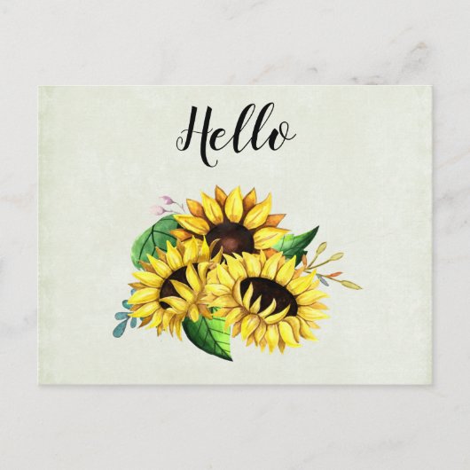 Yellow Sunflower Bouquet in Waterverf Briefkaart (Voorkant)