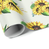 Yellow Sunflower Bouquet in Waterverf Cadeaupapier (Rol Hoek)
