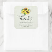 Yellow Sunflower Bouquet in Waterverf Dank u wel Vierkante Sticker (Tas)