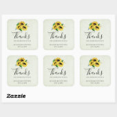 Yellow Sunflower Bouquet in Waterverf Dank u wel Vierkante Sticker (Vel)
