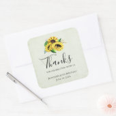 Yellow Sunflower Bouquet in Waterverf Dank u wel Vierkante Sticker (Envelop)