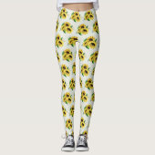 Yellow Sunflower Bouquet in Waterverf Leggings (Voorkant)
