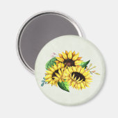 Yellow Sunflower Bouquet in Waterverf Magneet (Voorkant / Achterkant)