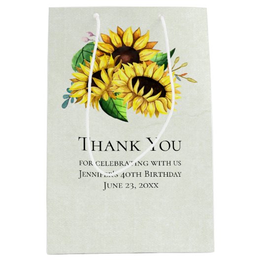 Yellow Sunflower Bouquet in Waterverf Medium Cadeauzakje (Voorkant)