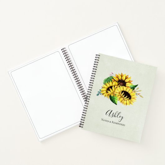 Yellow Sunflower Bouquet in Waterverf Notitieboek (Binnen)