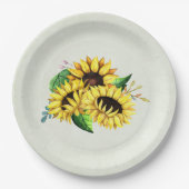 Yellow Sunflower Bouquet in Waterverf Papieren Bordje (Voorkant)