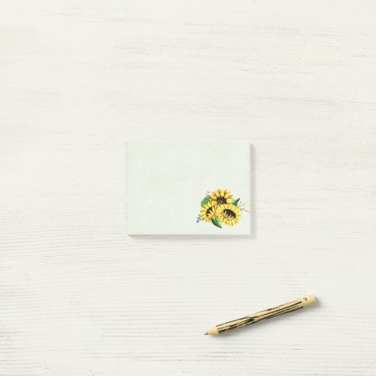 Yellow Sunflower Bouquet in Waterverf Post-it® Notes (Op bureau)