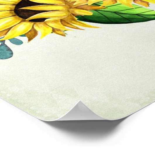 Yellow Sunflower Bouquet in Waterverf Poster (Hoek)