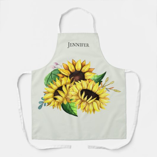 Yellow Sunflower Bouquet in Waterverf Schort (Voorkant)