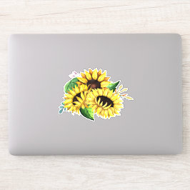 Yellow Sunflower Bouquet in Waterverf Sticker