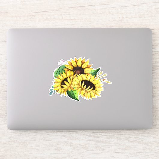 Yellow Sunflower Bouquet in Waterverf Sticker (Computer)