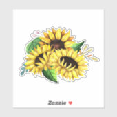 Yellow Sunflower Bouquet in Waterverf Sticker (Vel)