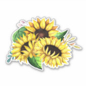 Yellow Sunflower Bouquet in Waterverf Sticker (Voorkant)