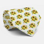 Yellow Sunflower Bouquet in Waterverf Stropdas (Opgerold)