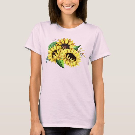 Yellow Sunflower Bouquet in Waterverf T-shirt (Voorkant)