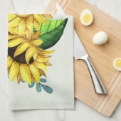 Yellow Sunflower Bouquet in Waterverf Theedoek (Quarter Fold)