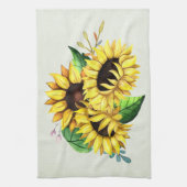Yellow Sunflower Bouquet in Waterverf Theedoek (Verticaal)