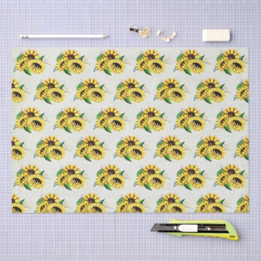 Yellow Sunflower Bouquet in Waterverf Tissuepapier (Craft)