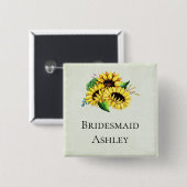 Yellow Sunflower Bouquet in Waterverf Vierkante Button 5,1 Cm (Voorkant /achterkant)