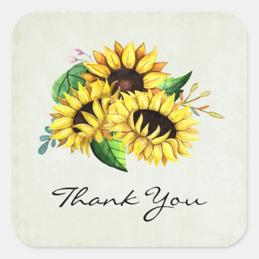 Yellow Sunflower Bouquet in Waterverf Vierkante Sticker (Voorkant)