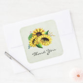 Yellow Sunflower Bouquet in Waterverf Vierkante Sticker (Envelop)