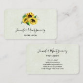Yellow Sunflower Bouquet in Waterverf Visitekaartje (Voorkant / Achterkant)