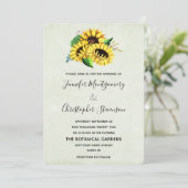 Yellow Sunflower Bouquet in Waterverf Wedding Kaart (Staand voorkant)