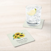 Yellow Sunflower Bouquet in Waterverf Wedding Kartonnen Onderzetters (Insitu)