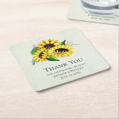 Yellow Sunflower Bouquet in Waterverf Wedding Kartonnen Onderzetters (Schuin)
