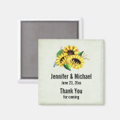 Yellow Sunflower Bouquet in Waterverf Wedding Magneet (Voorkant / Achterkant)