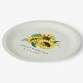 Yellow Sunflower Bouquet in Waterverf Wedding Papieren Bordje (Gekanteld)
