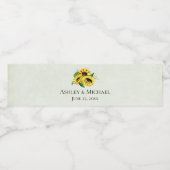 Yellow Sunflower Bouquet in Waterverf Wedding Waterfles Etiket (Enkel label)
