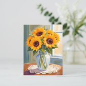 Yellow Sunflower Bouquet Watercolor Floral Card (Staand voorkant)
