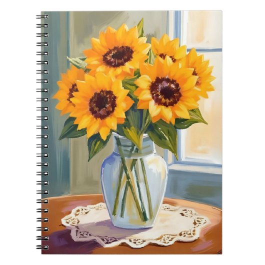 Yellow Sunflower Bouquet Watercolor Floral Notitieboek (Voorkant)