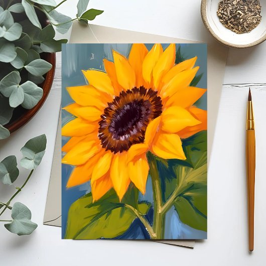Yellow Sunflower Bright Watercolor Floral Briefkaart