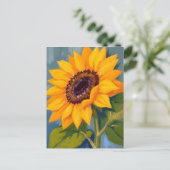 Yellow Sunflower Bright Watercolor Floral Briefkaart (Staand voorkant)
