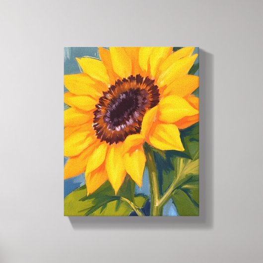 Yellow Sunflower Bright Watercolor Floral Canvas Afdruk (Voorkant)