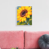 Yellow Sunflower Bright Watercolor Floral Canvas Afdruk (Insitu (Woonkamer))