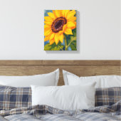 Yellow Sunflower Bright Watercolor Floral Canvas Afdruk (Insitu (Slaapkamer))
