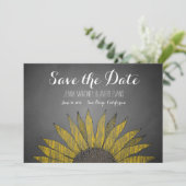 Yellow Sunflower Chalk Save the Date (Staand voorkant)