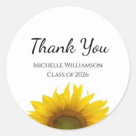 Yellow Sunflower Class of 2025 Afstuderen Dank U Ronde Sticker